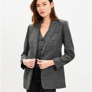 Loft Grey Plaid Blazer Sz 8 Tall NWOT